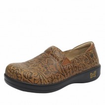 Brown Alegria Keli Embossible Tawny Professional Women's Slip On Shoes